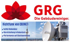 Logo von GRG und Richtfunkantenne von CBXNET